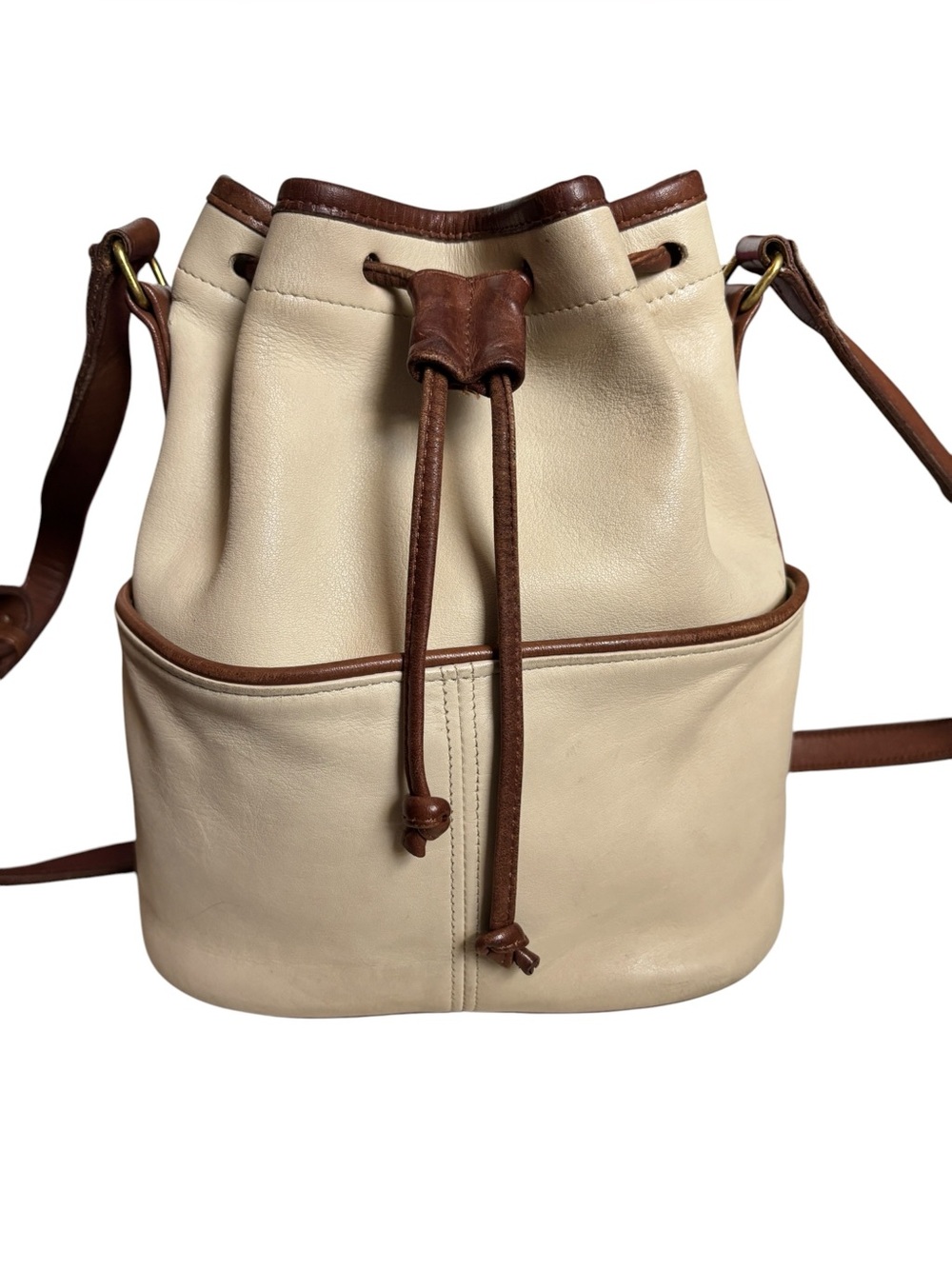Vintage Coach Pocket Drawstring Spectator, Bone/Cocoa Trim